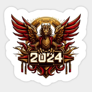 Wooden Gold Red Dragon 2024 No.2 Sticker